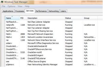 windows services for oracle DB